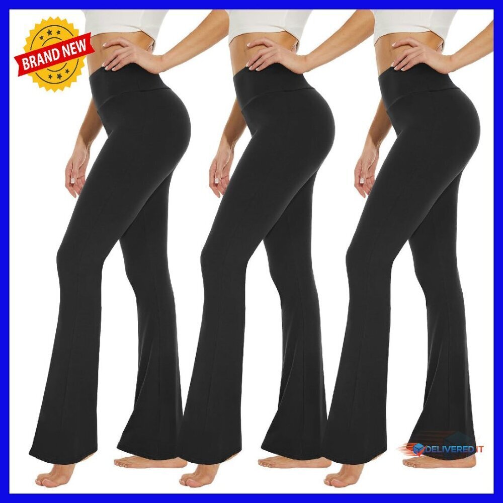 High Waisted Tummy Control Leggings Soft Athletic Yoga Pants Wide Leg